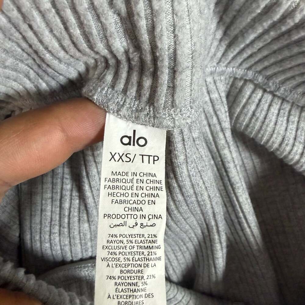 Alo Yoga Muse Hoodie Jogger Set Womens XXS Athletic Heather Grey Ribbed Lounge - Picture 9 of 11